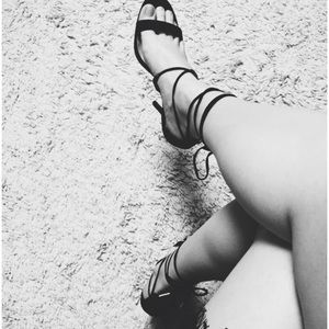 Black lace up heels